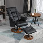 Relaxstol TV-Stol Svart av Konstläder och Metall för Vardagsrum Elektriskt Tippbar 130° med Pall och Liggfunktion Bekväm 77 x 89 x 110 cm