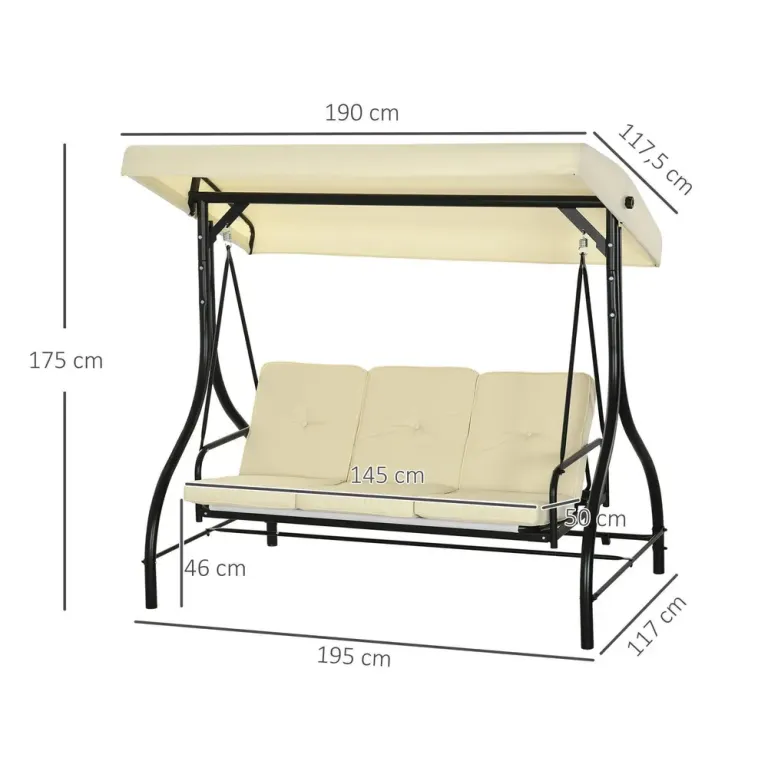 Hammock 3-Sits 2-i-1 195 x 117 x 175 cm