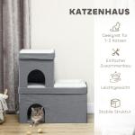 Katthus Kattgrotta Grå av Trä för Katter upp till 5 kg 3 Våningar Hus med Kattsäng och Dyna 74 x 37,5 x 78,5 cm