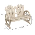 Trädgårdsbänk Rustik Bänk Natur av Massivt Trä för Trädgård och Uteplats Trädgårdsmöbler med Armstöd 108 x 66 x 95 cm