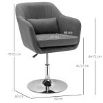 Arbetspall Snurrstol Kontorsstol Höjdjusterbar Linnelook Polyester och Stål Mörkgrå 57 X 57 X 77,5-87 Cm