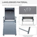 Solstol med Mjuk Dyna Hopfällbar Relaxstol för Trädgård och Camping Stålram Slitstarkt Tyg Ergonomisk Grå 137 X 63,5 X 100,5 Cm