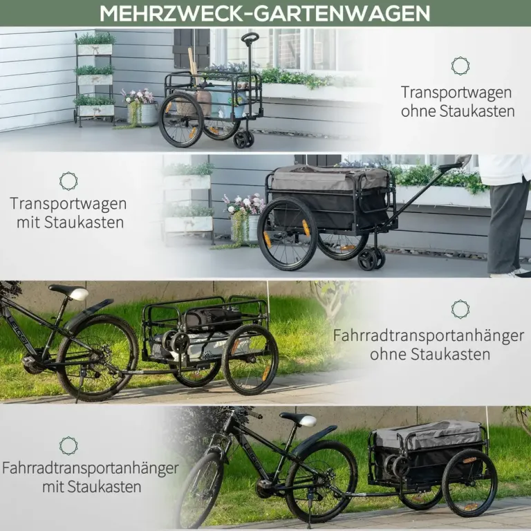 Cykelkärra och Transportvagn 2-i-1 130 x 64 x 103 cm