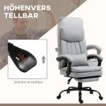 Kontorsstol Massagestol Grå av Tyg och Metall för Kontor Ergonomisk Skrivbordsstol med Liggfunktion