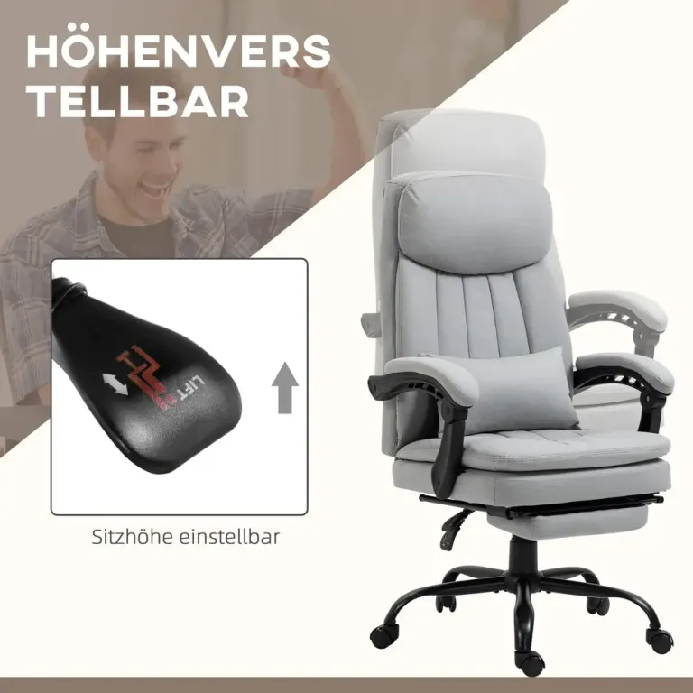 Kontorsstol Massagestol Grå av Tyg och Metall Ergonomisk