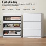 Byrå med 3 Lådor Vit Spånskiva för Sovrum och Hall Modern Förvaringsmöbel med Rymliga Lådor Stabil och Platsbesparande Design