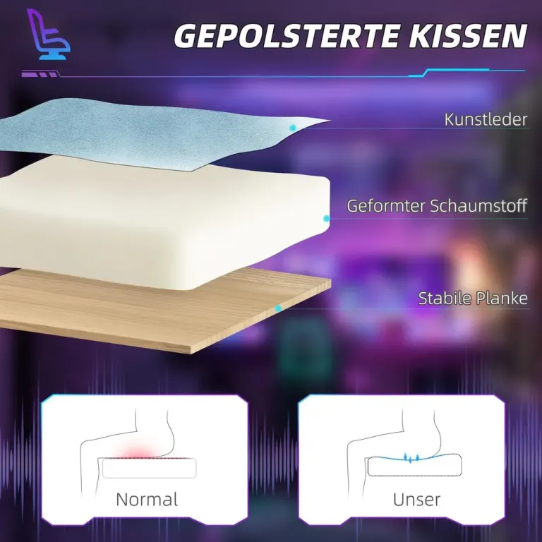 Gamingstol med Liggfunktion Blå av Konstläder