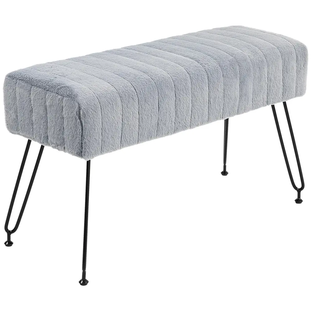 Bänk Skobänk Grå av Fuskpäls och Metall 82 x 30 x 47 Cm