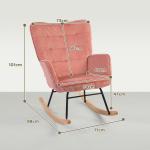 Gungstol Relaxstol Rosa av Manchesterlook och Trä för Sovrum Bekväm Fåtölj med Medar