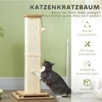 Skrapstolpe Klösmöbel Ek av Sisal och Trä för Katter 3-i-1 Liten Klösmöbel med Lekboll 87 cm