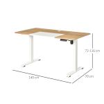 Elektriskt Höj- och Sänkbart Skrivbord, Ergonomiskt Ståbord med Motor, Justerbar Arbetsstation för Hemmakontor, Natur/Vit, 140 x 70 x 72-116 cm