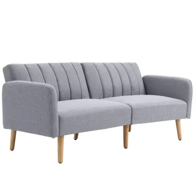Bäddsoffa 2-Sits Soffa med Sovfunktion Grå 173 x 75 x 73 cm