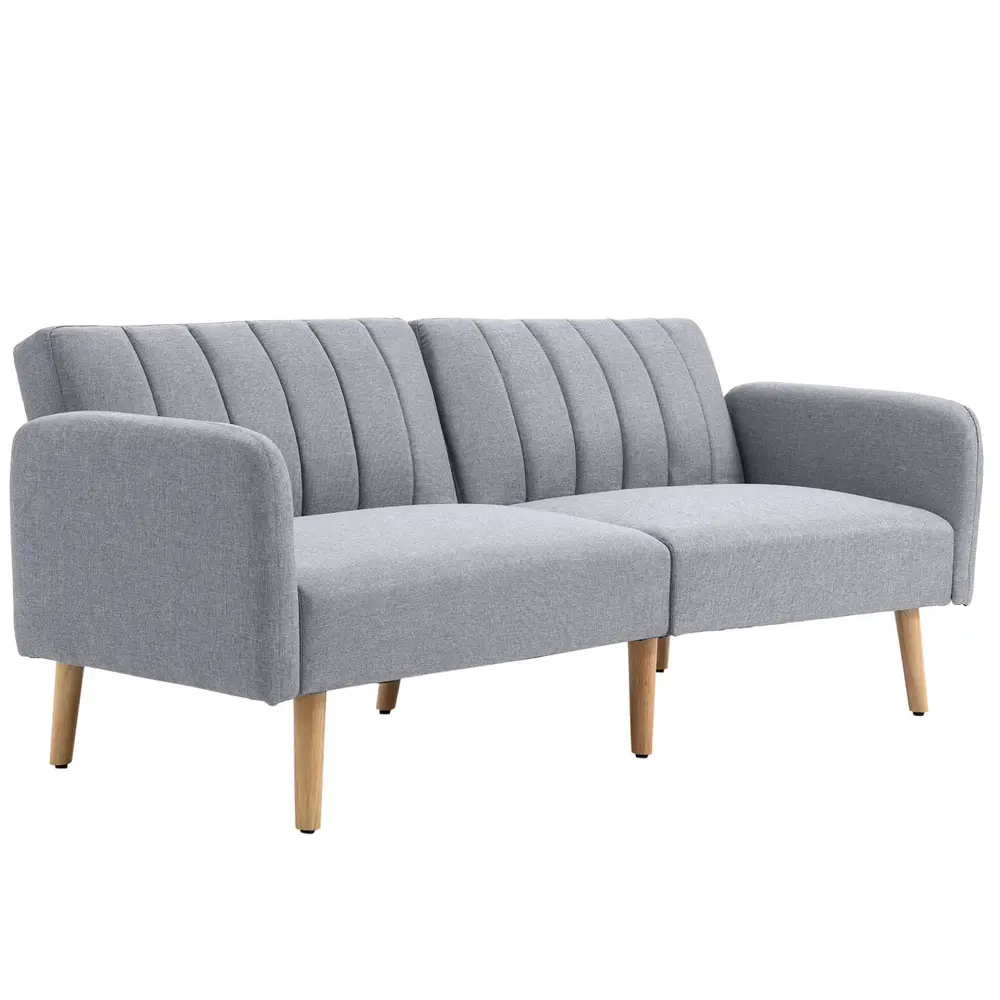 Bäddsoffa 2-Sits Soffa med Sovfunktion Grå 173 x 75 x 73 Cm