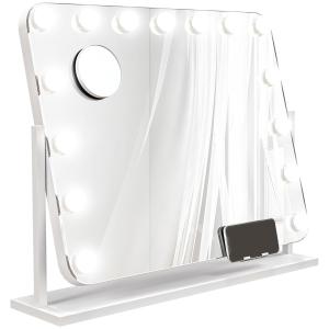 LED-sminkspegel med 3 Ljuslägen, Dimbar, Pekkontroll och USB, Vit, 62,5 x 49,5 cm
