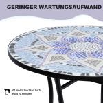 Trädgårdsbord Stabil Blå Vit Metall för Altan och Balkong Runt Matbord för Utomhusbruk Väderbeständig Design för Fika Ø60 x H71cm