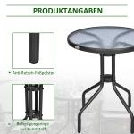 Trädgårdsbord Runt Balkongbord Metall med Säkerhetsglas Stilren Design för Trädgård och Balkong Ø60 X H70 Cm