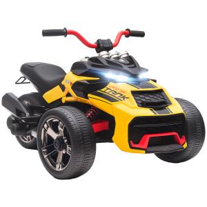 Elbil för Barn med Reverse Dreirad Design och Batteridrift samt MP3 och Tuta Hållbar och Säker Gul Plast 2 Hastigheter 3-8 År