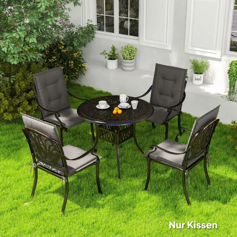 Stolsdynor 4-Pack med Knytband 108 X 50 cm, Mörkgrå