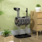 Klösträd i Zebra-Design, Unik Klösmöbel med Tunnel, Dekorativ Lekplats för Katter, Svart/Vit, 93 cm