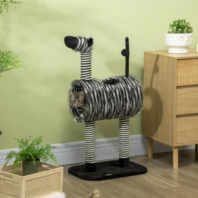 Klösträd i Zebra- Unik Klösmöbel med Tunnel 93 cm