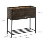 Upphöjd Odlingslåda i Konstrotting, Planteringsbänk med Hylla och Ben, Ergonomisk Odling för Balkong, Brun, 70 x 30 cm