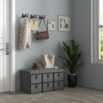 Sittbänk med 6 Skofack och Vadderad Sits i Linneoptik för Hall och Entré Ergonomisk och Stabil Grå MDF och Tyg för Hemmet