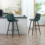 Barstolar, Set med 2, Modern Design, Mjuk Sits, Stålram, Grön, 42 x 47 x 105 cm