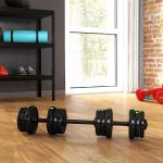Hantelset 2 i 1 med Skivstång och Hantlar för Hemmaträning med Halkfria Grepp Ergonomisk och Hållbar Grön och Svart Plast och Stål 20 kg
