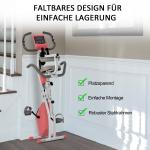 X-Bike 2-i-1 Motionscykel med LCD-skärm och Pulsmätare, Hopfällbar, 8 Nivåers Magnetiskt Motstånd, 1 Par Spännlinor, Stålrosa, 105 x 48 x 118 cm