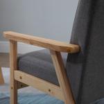 Öronlappsfåtölj i Linnetyg, Bekväm Matstol med Armstöd, Elegant Relaxstol för Vardagsrum, Grå, 64 x 70 x 72 cm