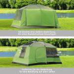 Stort Familjetält för Camping Kupoltält 2 Sovkabiner och Allrum Vattentät 4-8 Personer Grå Orange 405 X 305 X 225 Cm