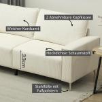 Soffa 3-Sits Soffa med Armstöd Krämvit av Manchester och Trä för Vardagsrum Stoppad Soffa med Ryggkuddar 193 x 77 x 80 cm