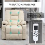Elektrisk Relaxstol Fåtölj Kräm av Konstläder och Metall för Vardagsrum Massagestol med Ståhjälp och USB Fjärrkontroll