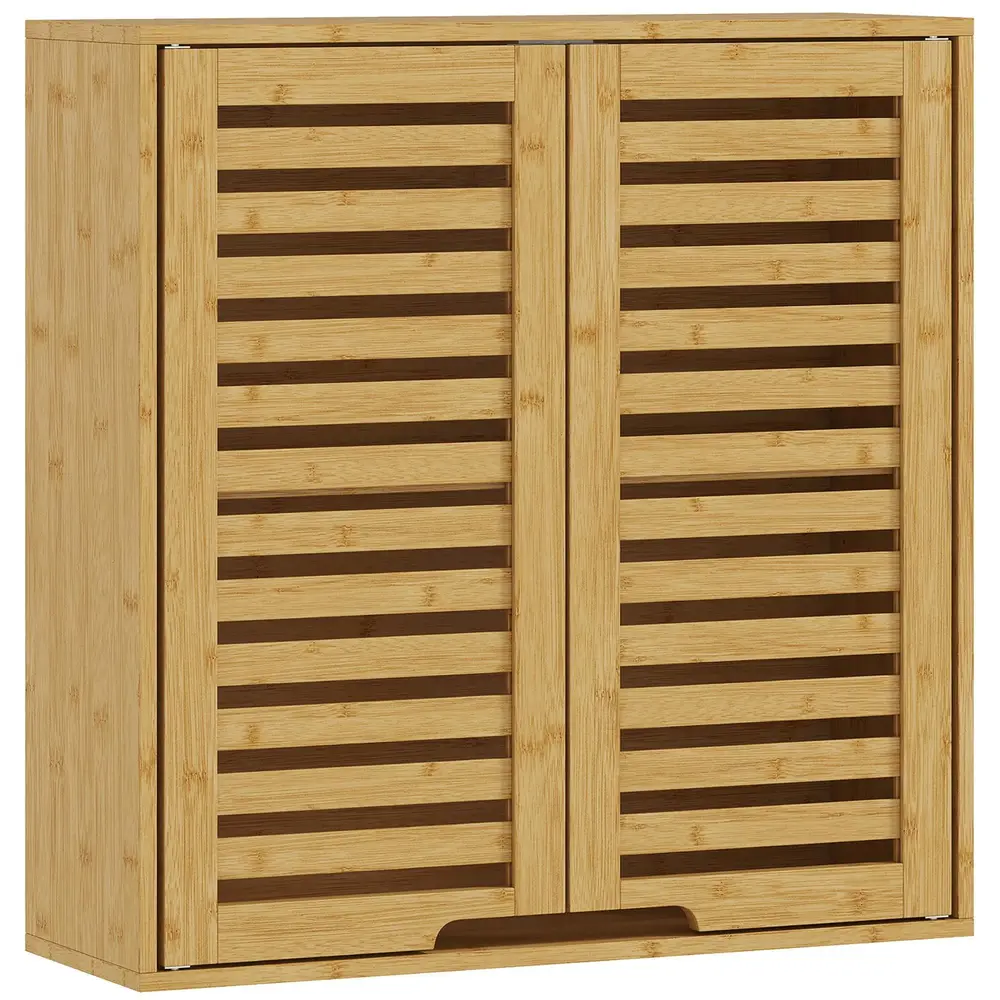 Väggskåp Badrum Naturfärgad Bambu Hängande Skåp 60x20x60 Cm