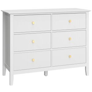 Byrå Modern Vit Spånskiva för Hall och Sovrum 6 Lådor Rymlig Förvaring Robust Konstruktion 100x40x78 cm
