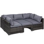 Loungeset Rotting Sittgrupp med Solskydd Trädgårdsloungegrupp Inkl. Kuddar och Sidobord Metall Grå 215 X 75 X 64 Cm