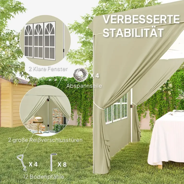 Lusthus Partytält Pop-up Paviljong Krämvit 2,5 x 2,5 m