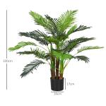 Konstgjord Palm, Realistiska Grenar, Dekorativ Växt, Plast och Kruka, Brun + Grön, 1 m