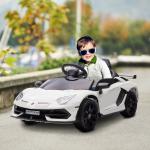 Licensierad Lamborghini Aventador Barnelbil, Gullwing-dörrar, Musik, Horn, för 3–5 År, Vit