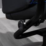 Avslappningsstol Spelstol Mörkblå Svart av Konstläder och Metall för Gaming och Vardagsrum 130° Tippbar med Fotpall Stoppad Stol