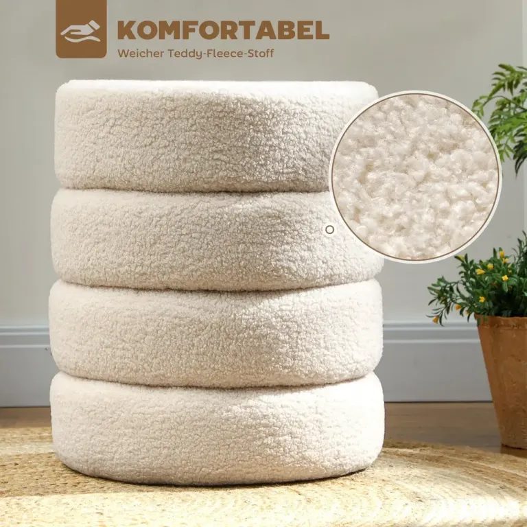 Rund Pall i Teddyfleece Upp till 120 kg Beige Ø40x45 cm