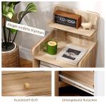 Sidobord och Nattduksbord med Förvaring och Tippskydd Modern och Hållbar Natur Massivt Trälook och Spånskiva för Sovrum och Hemmet Stabil Design