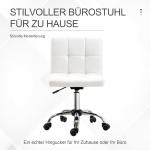 Kontorsstol i Konstläder med Stålram och 5 Hjul, Vadderad, Vit