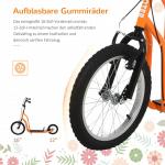 Barnskoter från 5 År Sparkscooter Stadsskoter Pneumatiska Däck 16 Tum Fram 12 Tum Bak Orange 135 X 58 X 88-94 Cm