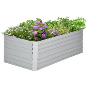 Odlingsbänk Högbädd Planteringslåda Silver av Stål för Trädgård och Balkong Växtbädd för Grönsaker 180 x 90 x 60 cm