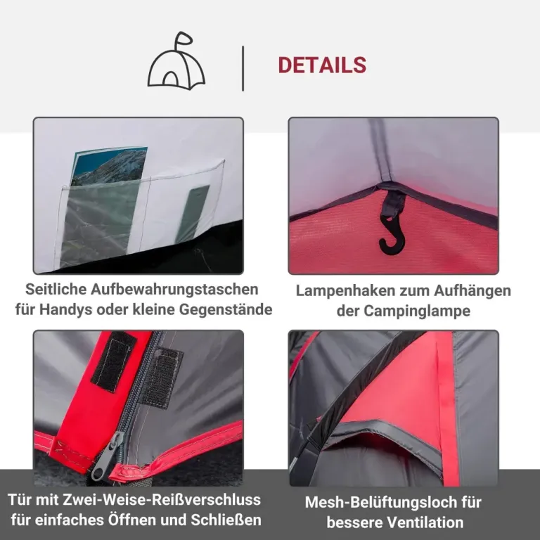 Tunneltält Campingtält Grå av Glasfiber 426 x 206 x 154 cm