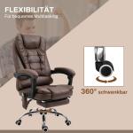 Massagekontorsstol med Ligg- och Värmefunktion, Vridbar, Ergonomisk, upp till 120 kg, Brun