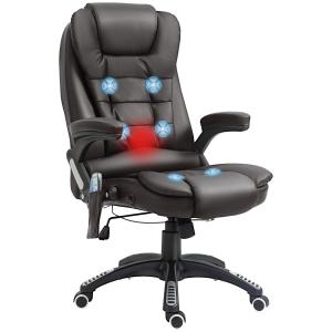 Kontorsstol Massagestol Svart Konstläder och Metall 6-Punkts Vibrationsmassage med Värmefunktion Ergonomisk