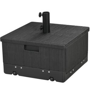 Parasollställ Sidobord 3-i-1 av HDPE för Parasoll och Trädgård Fyllbar Bas med Handtag och Hjul Stabil Konstruktion upp till 80 kg