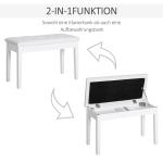 Pianopall Prisvärd Vit Massivträ för Piano och Keyboard med Förvaring och Dyna i Konstläder för Musiker 76 x 36 x 50 cm